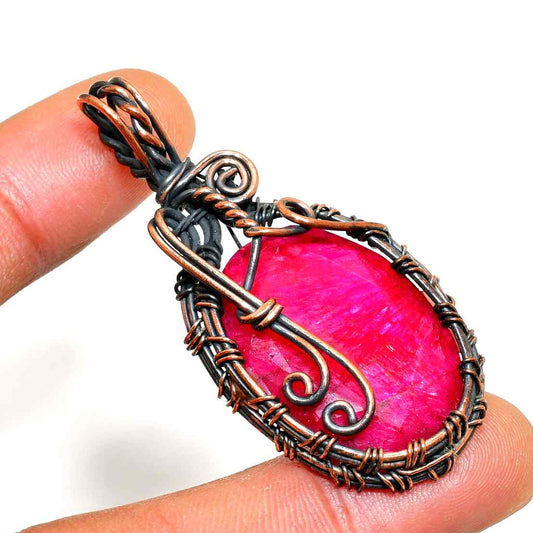 Ruby Embrace – Copper-Wrapped Ruby Pendant