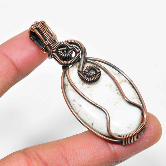 Serenity’s Embrace – White Stone & Copper Pendant