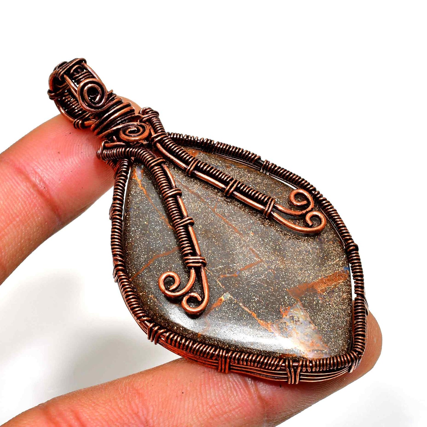 Ezra’s Veil – Grounding Stone & Oxidized Copper Pendant