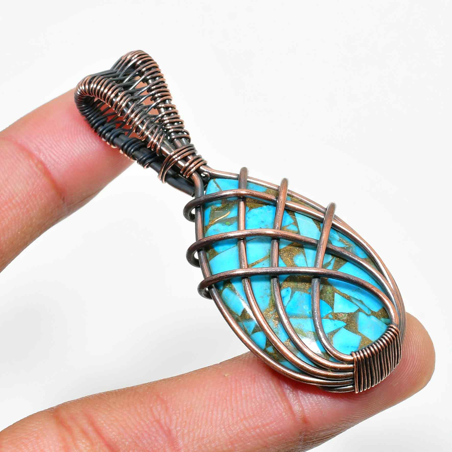 Ocean’s Whisper – Turquoise Copper Pendant