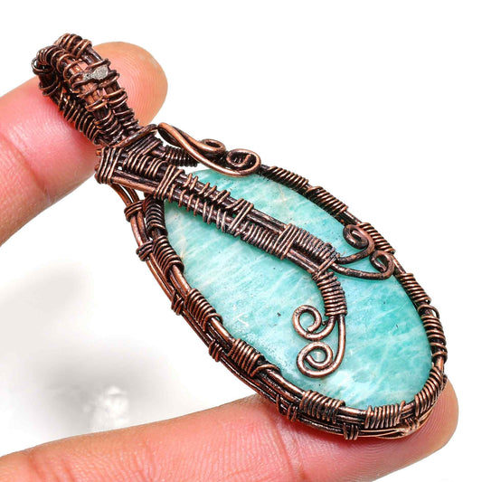 Ocean’s Whisper – Amazonite Copper Pendant