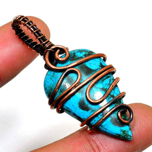 Turquoise Whisper – Handcrafted Copper & Turquoise Pendant
