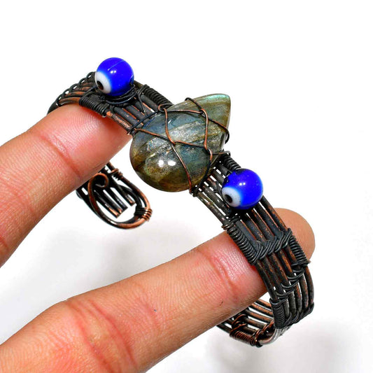 Aurora’s Guardian – Labradorite Eye Bead Cuff