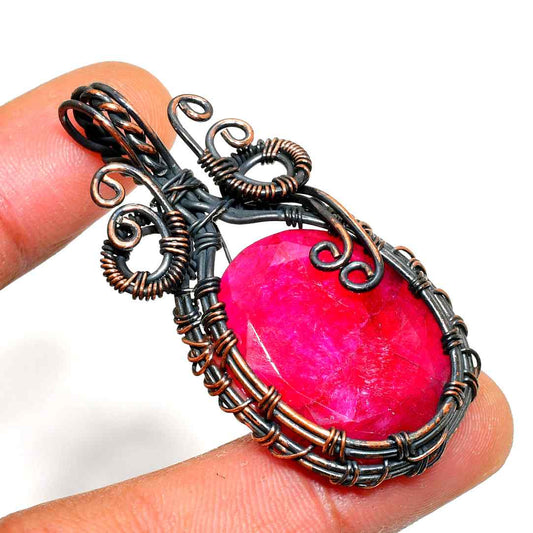 Scarlet Radiance – Ruby & Copper Pendant