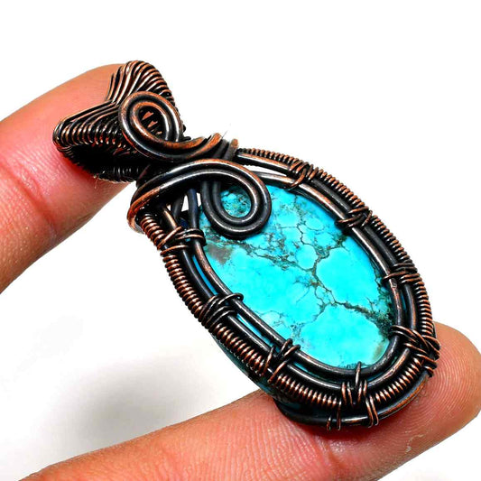 Ezra’s Veil – Turquoise Copper Pendant