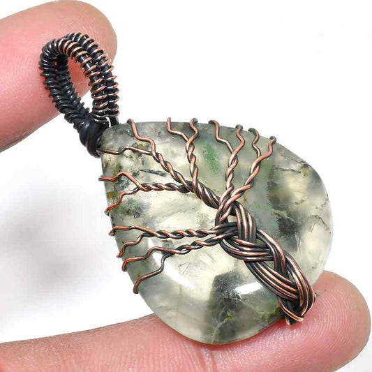 Gaia’s Embrace – Green Fluorite Tree of Life Pendant