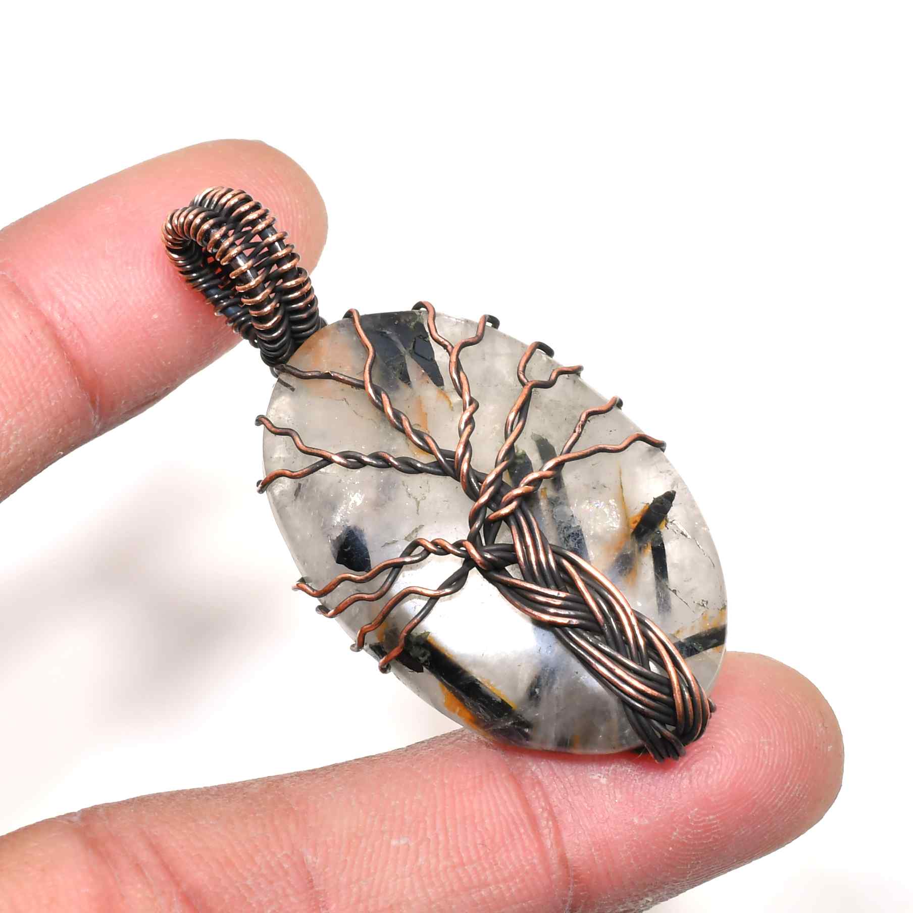 Ember’s Embrace – Tree of Life Quartz Pendant