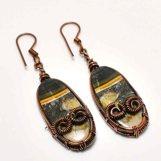 Courage’s Gleam – Copper & Tiger’s Eye Earrings