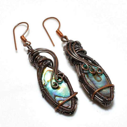 Seaside Embrace – Abalone & Oxidized Copper Dangles