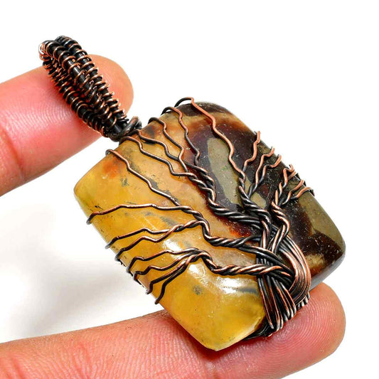 Solara’s Radiance – Yellow Stone Copper Pendant