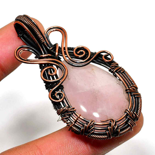 Compassion’s Glow – Rose Quartz Copper Pendant