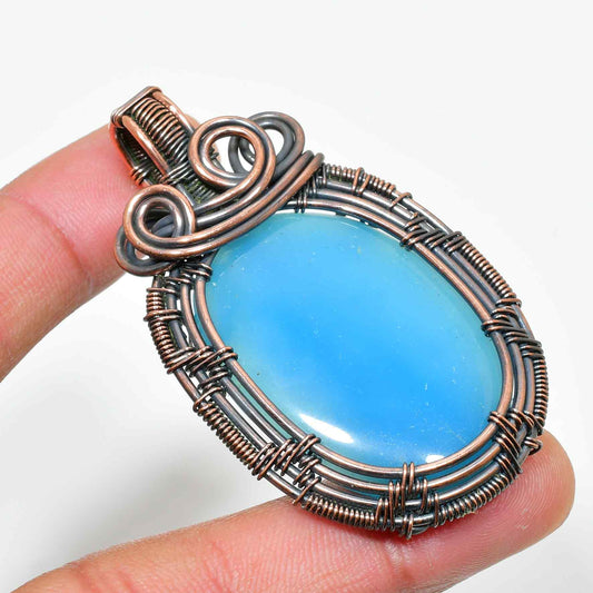 Serene Aura – Blue Agate Copper Pendant