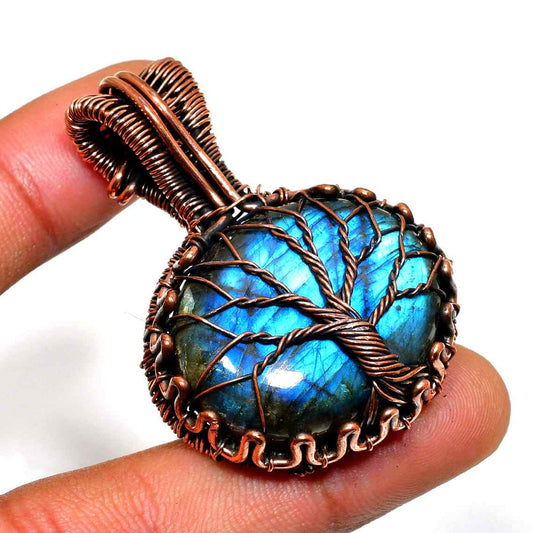 Gaia’s Embrace – Labradorite Copper Tree Pendant