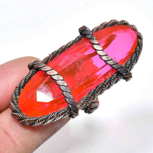 Rosaline’s Glow – Pink Crystal Copper Ring