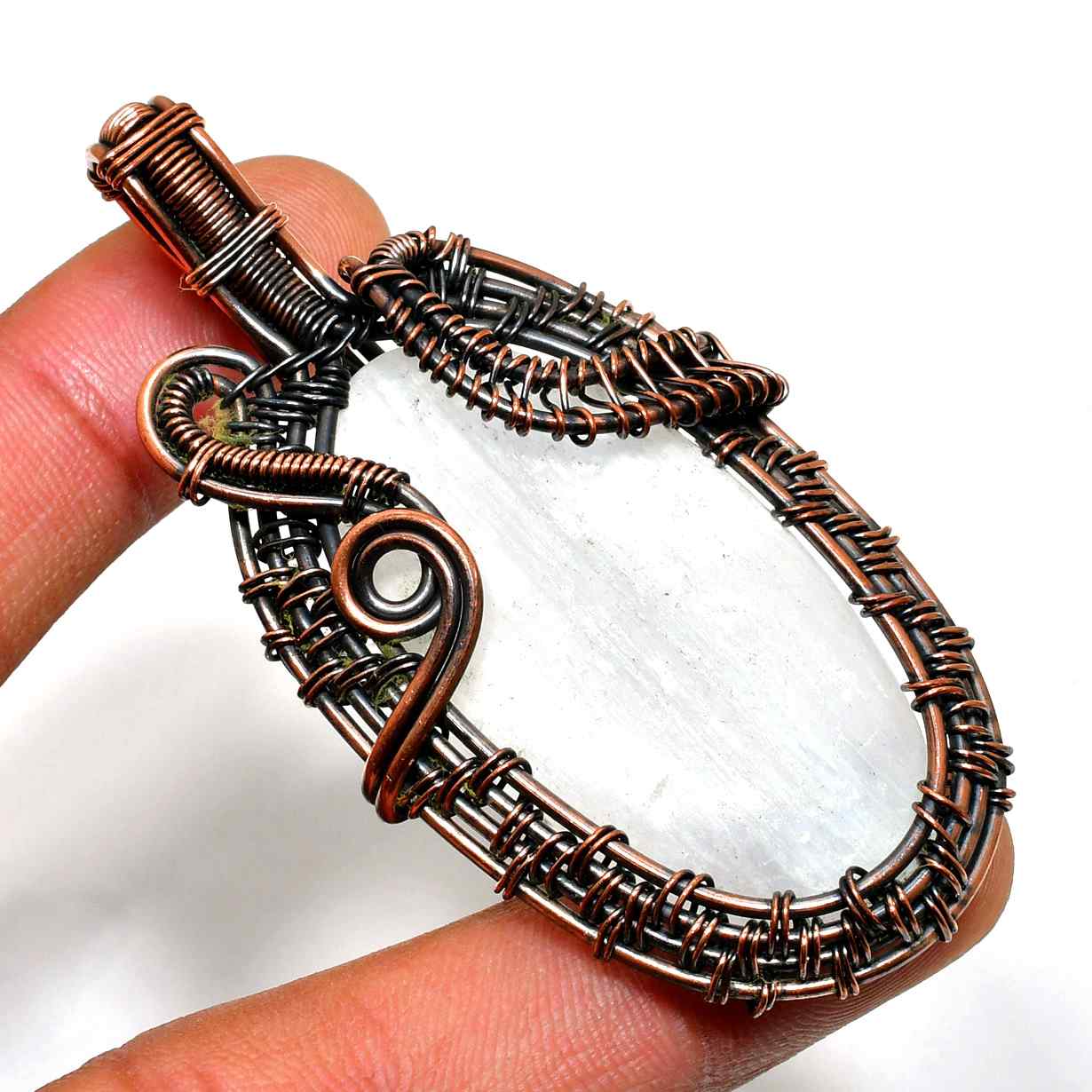 Ember’s Essence – Selenite Copper Pendant