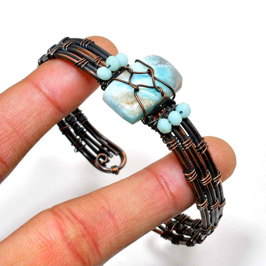 Serenity’s Embrace – Larimar Copper Bracelet