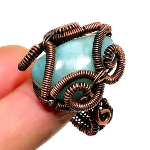 Ocean Veil – Aquamarine & Oxidized Copper Ring
