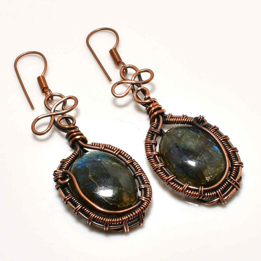 Mystic Sentinel – Labradorite & Copper Earrings