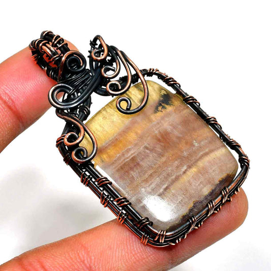 Gaia’s Embrace – Natural Stone Copper Pendant