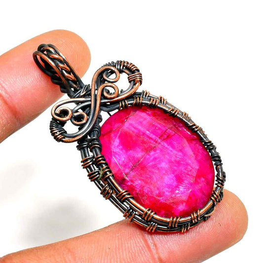 Scarlet Ember – Ruby & Copper Pendant