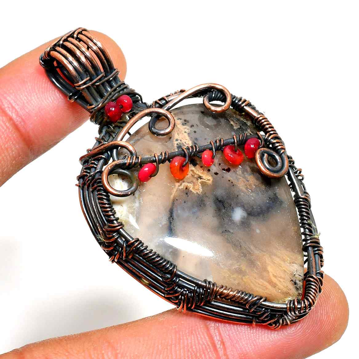 Earth’s Embrace – Agate Copper Pendant