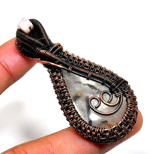 Clarity’s Embrace – Oxidized Copper Quartz Pendant