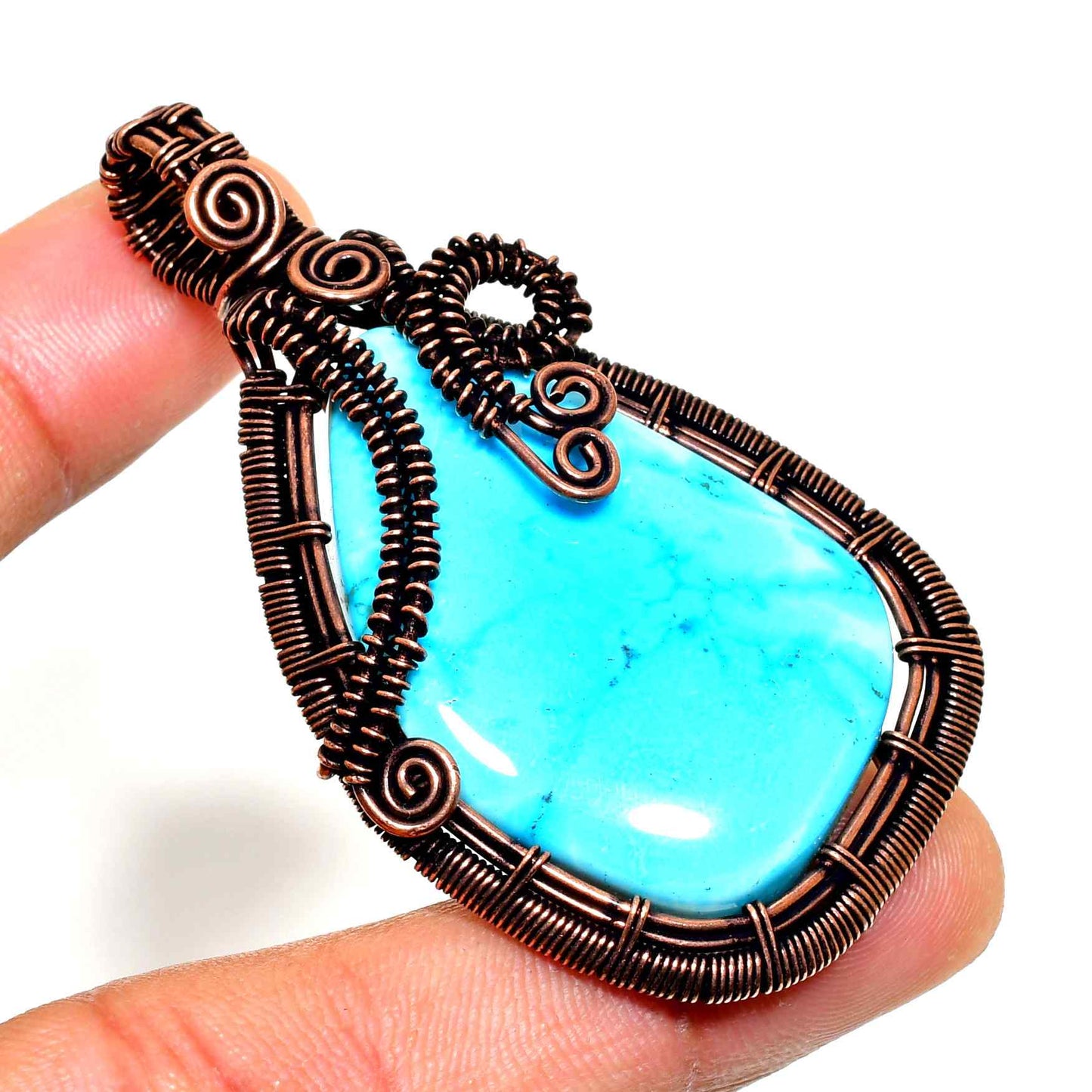 Turquoise Serenity – Handwrapped Copper Wire Pendant