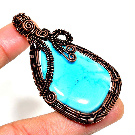 Turquoise Serenity – Handwrapped Copper Wire Pendant