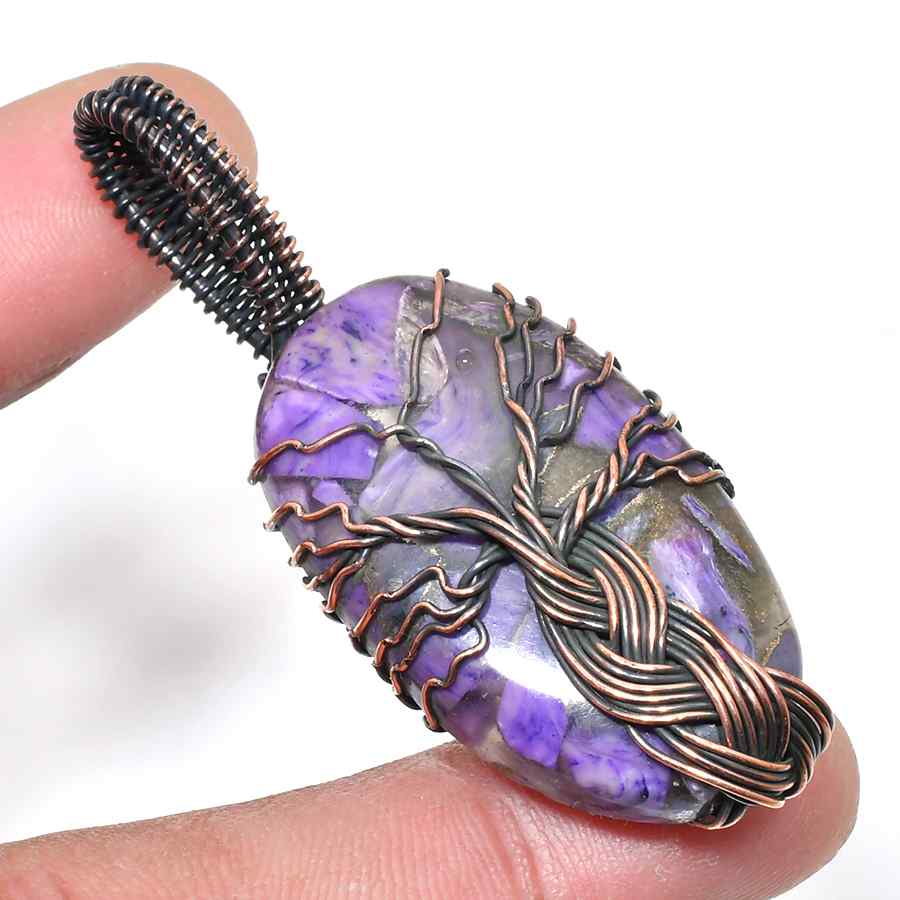 Ezra’s Veil – Handcrafted Amethyst & Oxidized Copper Pendant