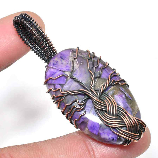 Ezra’s Veil – Handcrafted Amethyst & Oxidized Copper Pendant