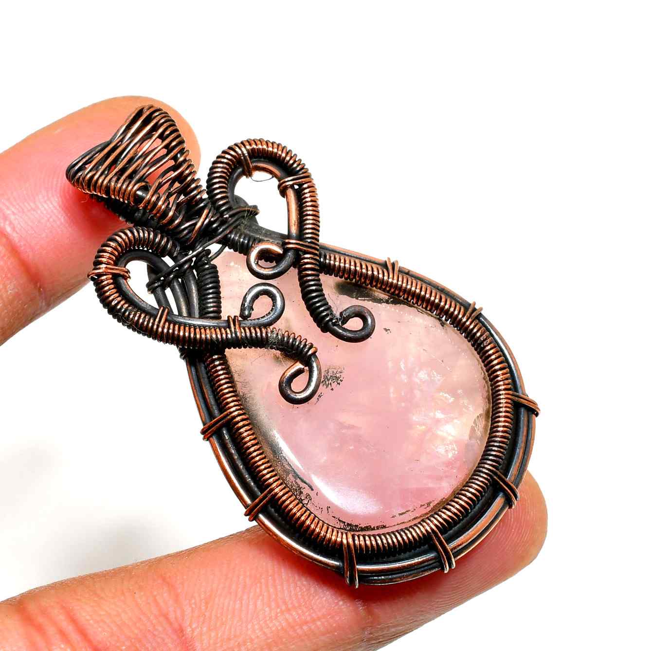 Serenity’s Heart – Rose Quartz Copper Pendant