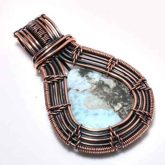 Ocean’s Embrace – Larimar Copper Pendant