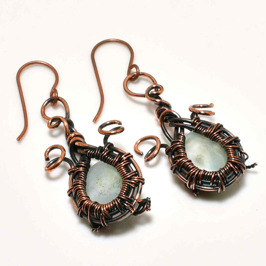 Nature’s Harmony – Natural Stone Copper Earrings