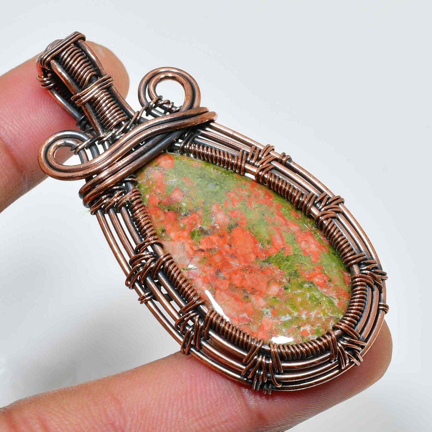Gaia’s Embrace – Unakite Copper Pendant