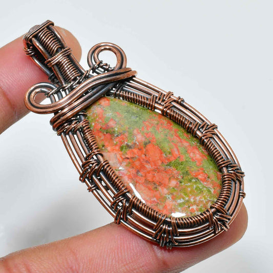 Gaia’s Embrace – Unakite Copper Pendant