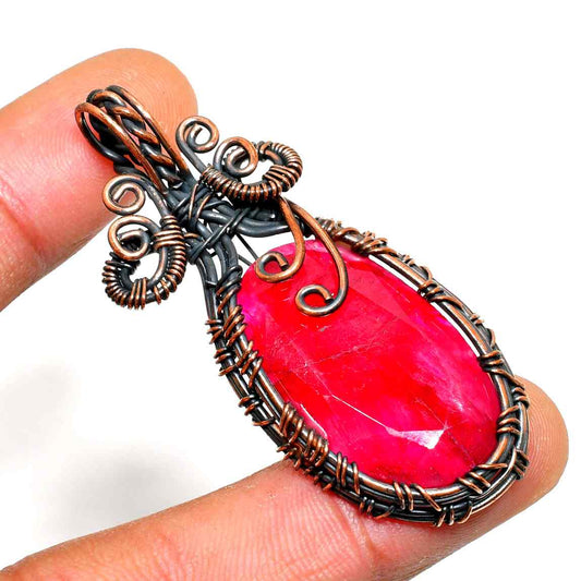 Ruby Dreams – Oxidized Copper Ruby Pendant