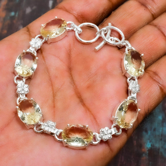 Golden Serenity – Citrine & Sterling Silver Bracelet