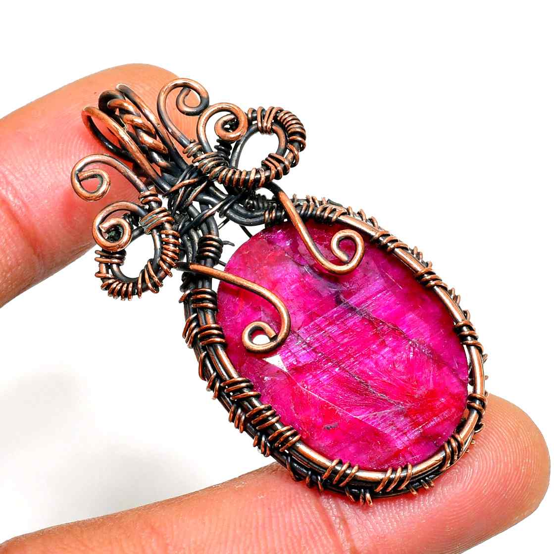 Ruby Reverie – Hand-Wrapped Copper Ruby Pendant