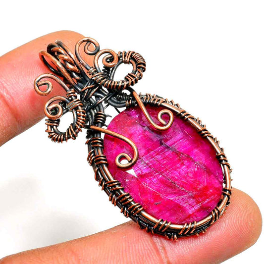 Ruby Reverie – Hand-Wrapped Copper Ruby Pendant