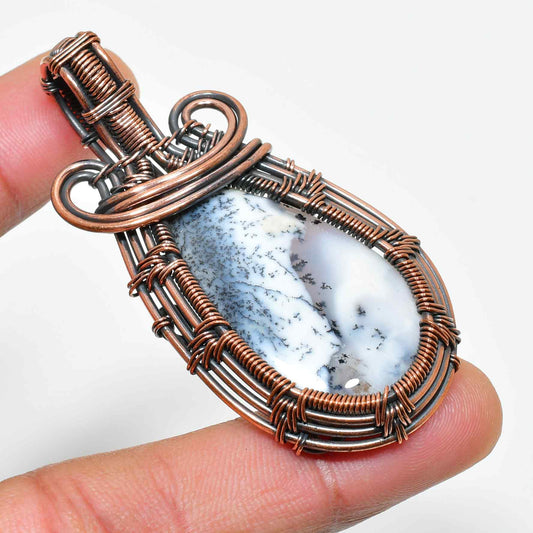 Rooted Serenity – Dendritic Agate Copper Pendant