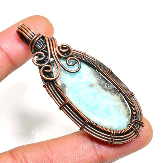 Ocean’s Whisper – Larimar Copper Pendant
