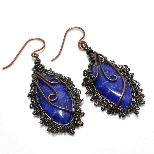 Selene’s Whisper – Lapis Lazuli Copper Earrings