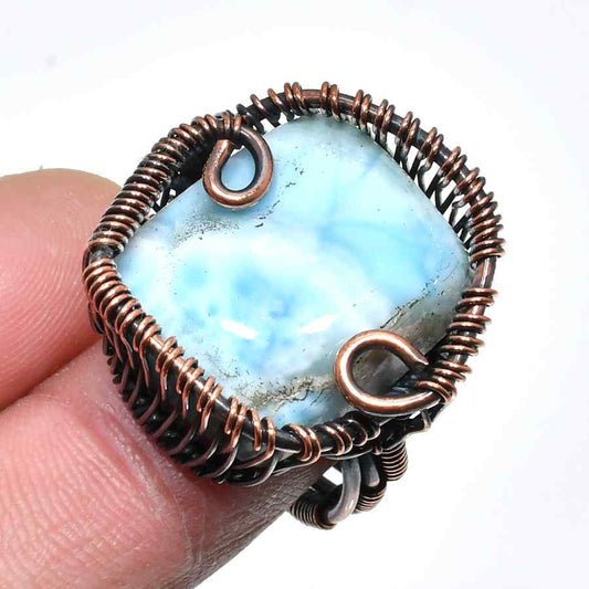 Ocean’s Whisper – Larimar & Blackened Copper Ring