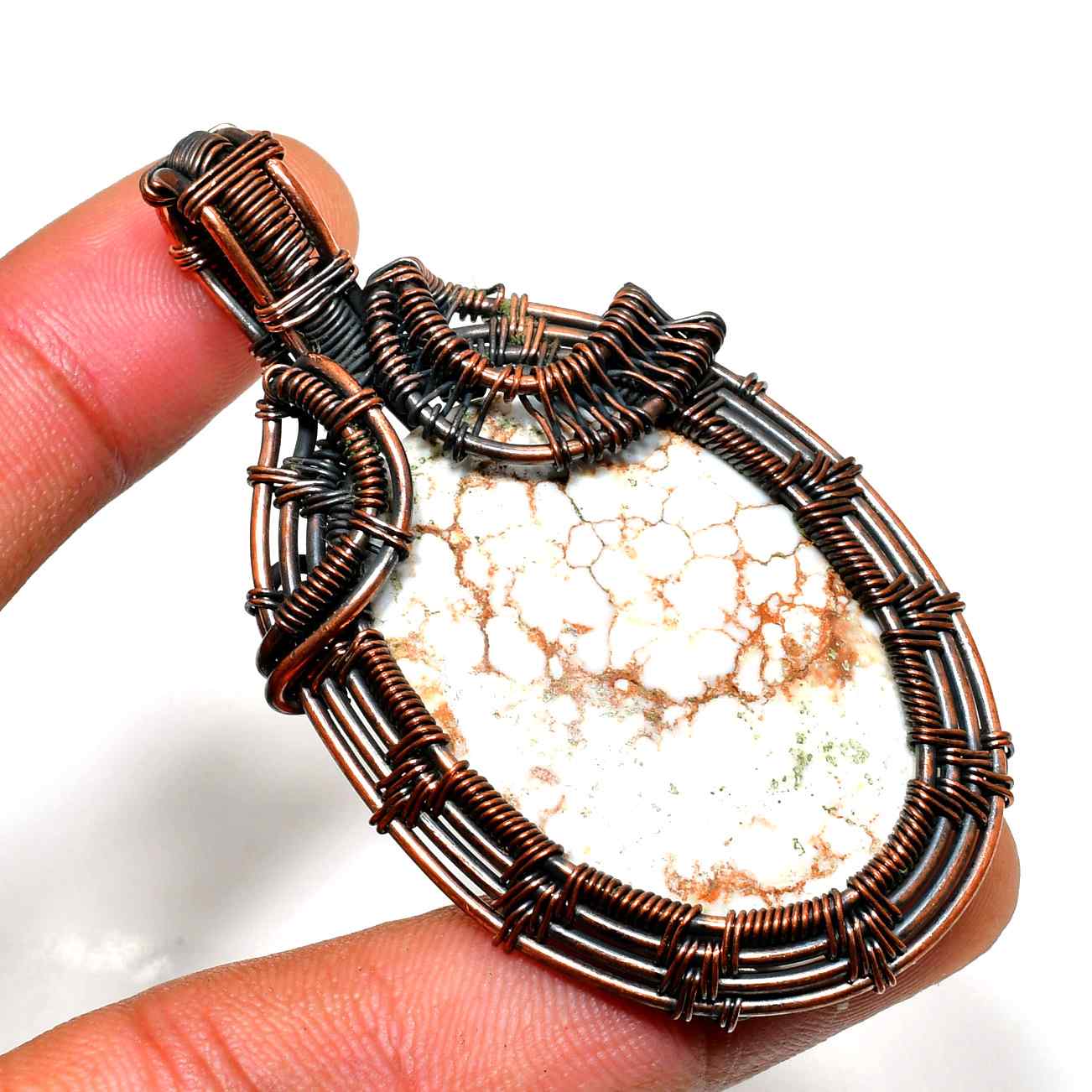 Gaia’s Harmony – Copper & Stone Pendant