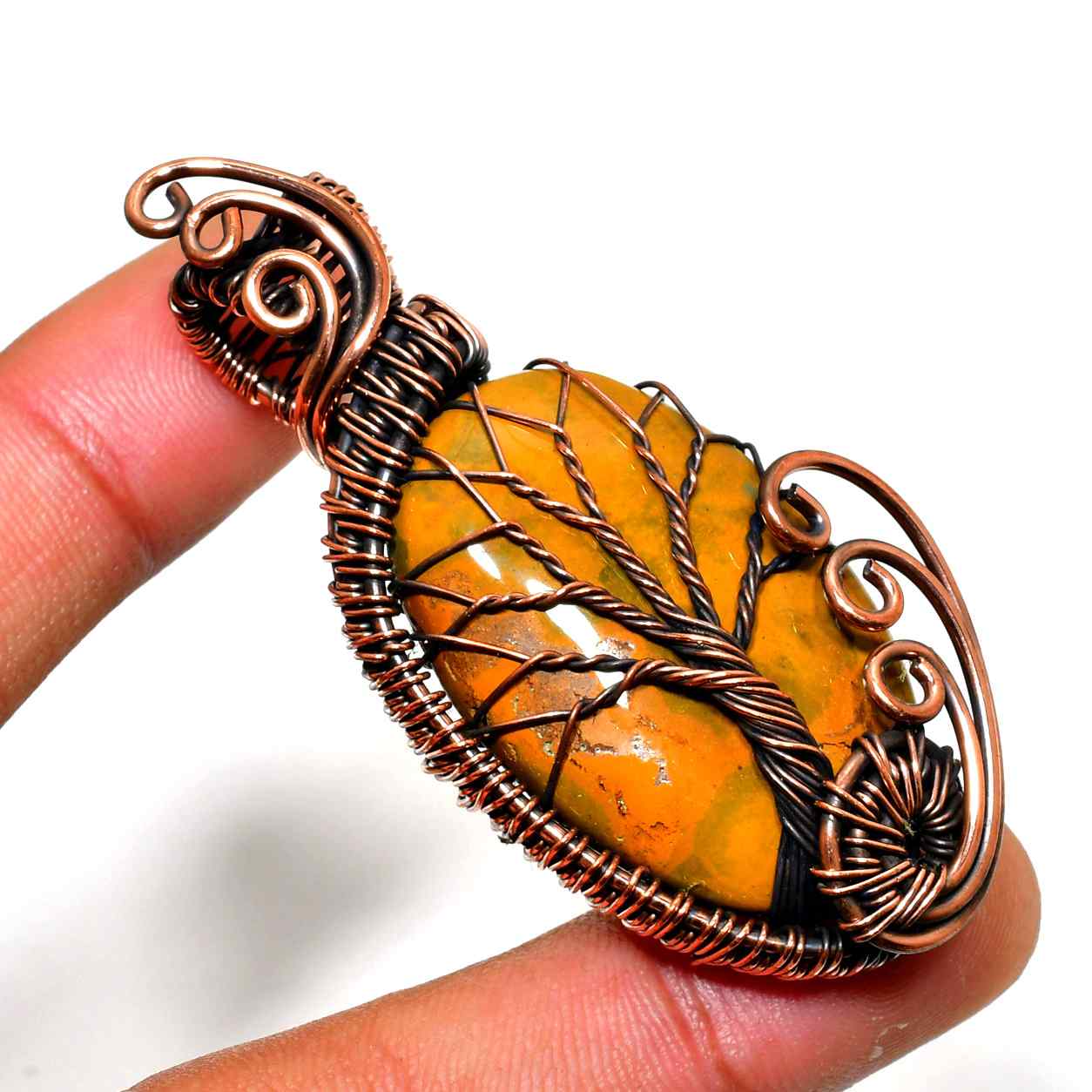 Golden Grove – Yellow Jasper Copper Pendant