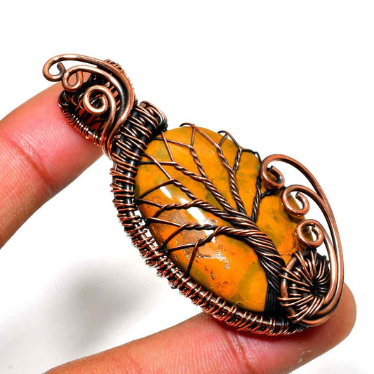 Golden Grove – Yellow Jasper Copper Pendant
