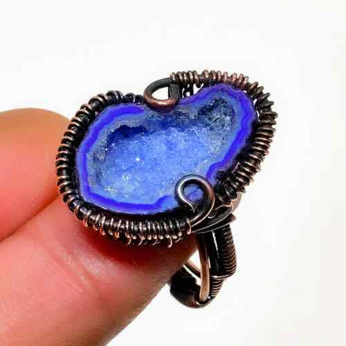 Gaia’s Embrace – Agate & Copper Wire Ring