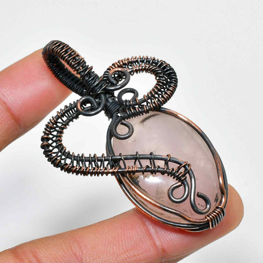 Ezra’s Veil – Rose Quartz Copper Pendant