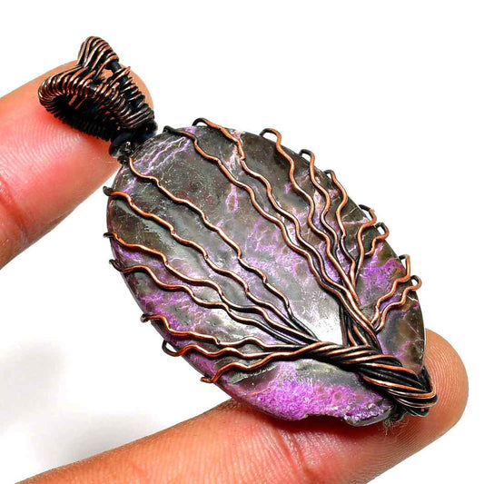 Celestial Veil – Amethyst & Oxidized Copper Pendant