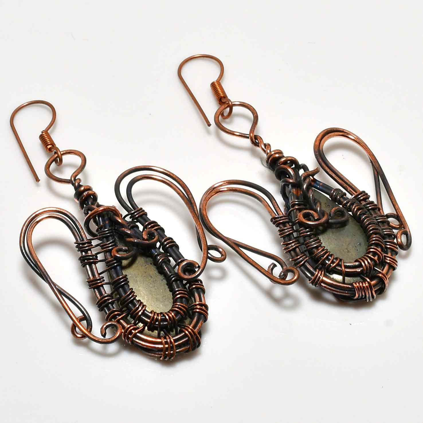Terra Ember – Oxidized Copper Stone Earrings